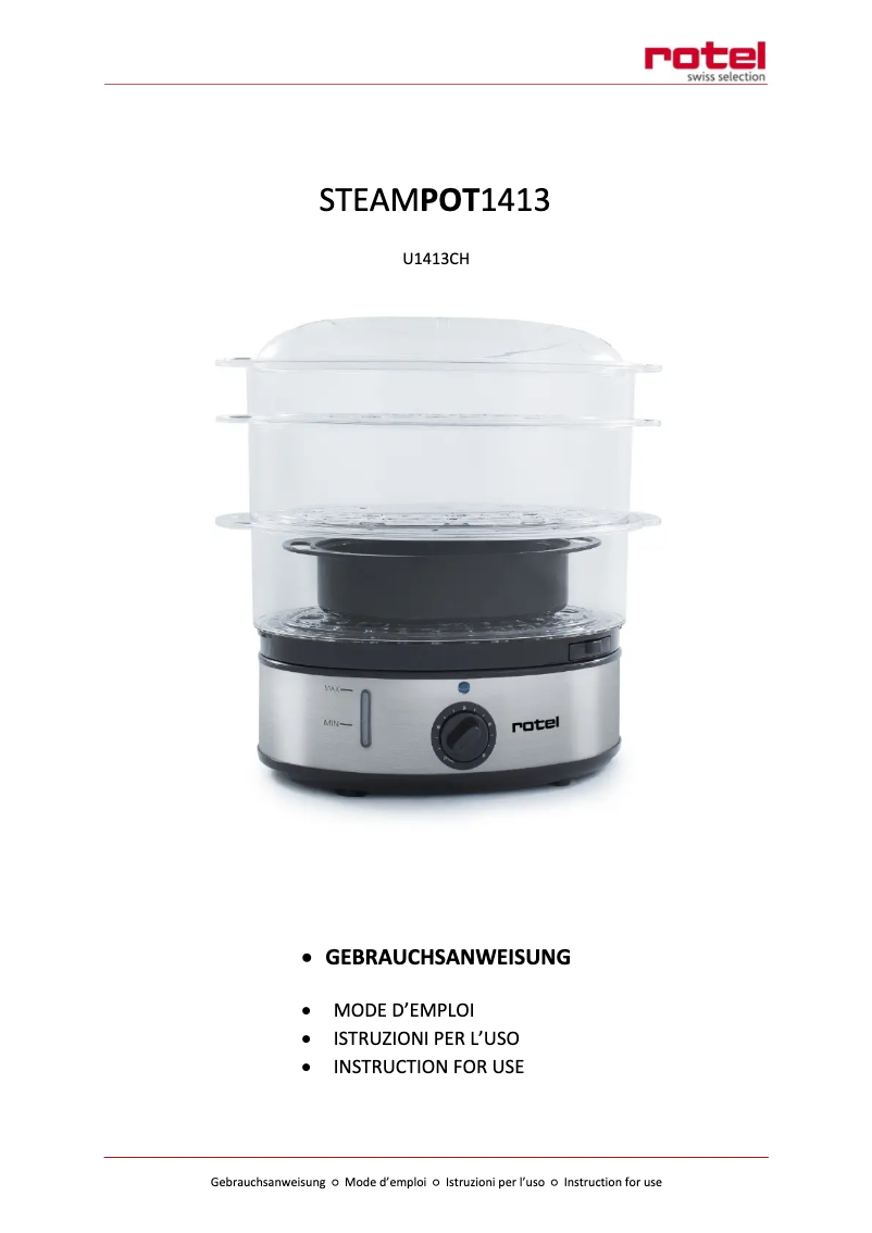 Page n°1 - Manuel utilisateur Rotel SteamPot 1413