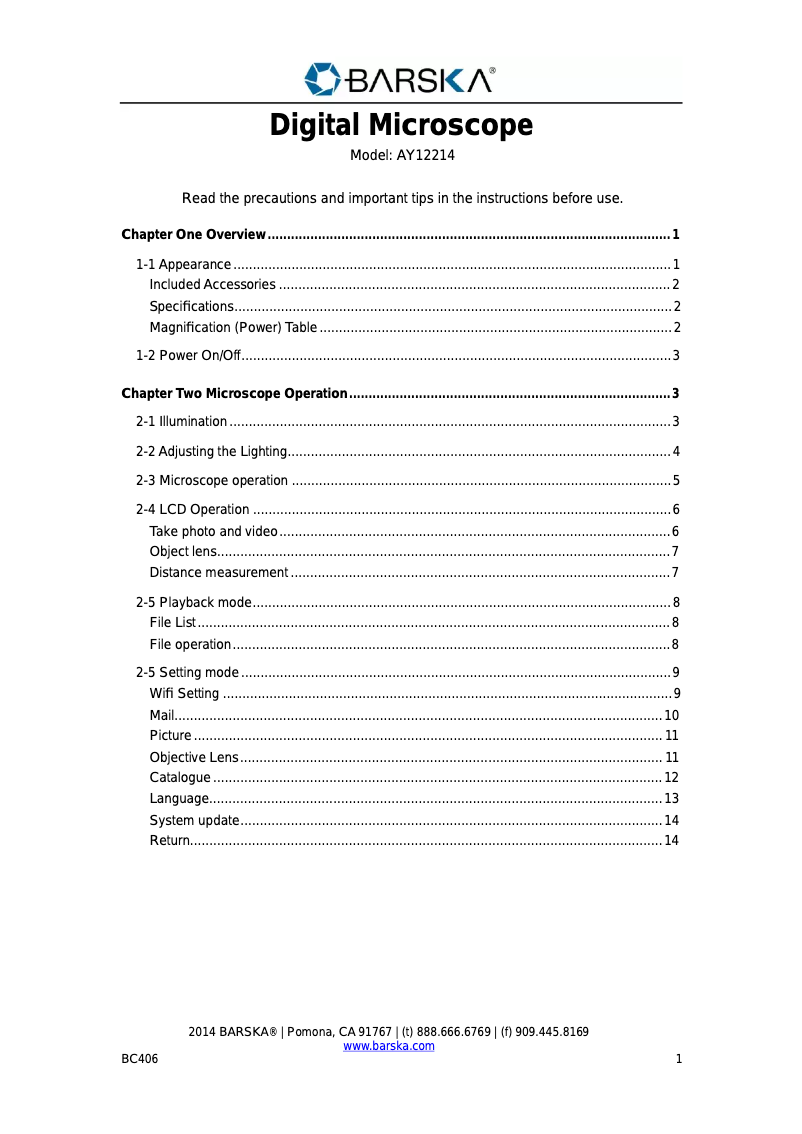 Image de la première page du manuel de l'appareil AY12214