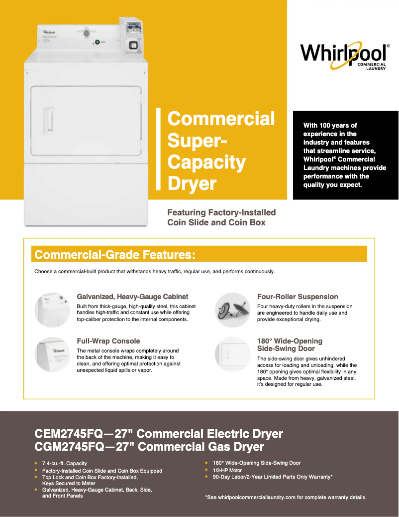 Página 1 del manual Ficha técnica Whirlpool CEM2745FQ