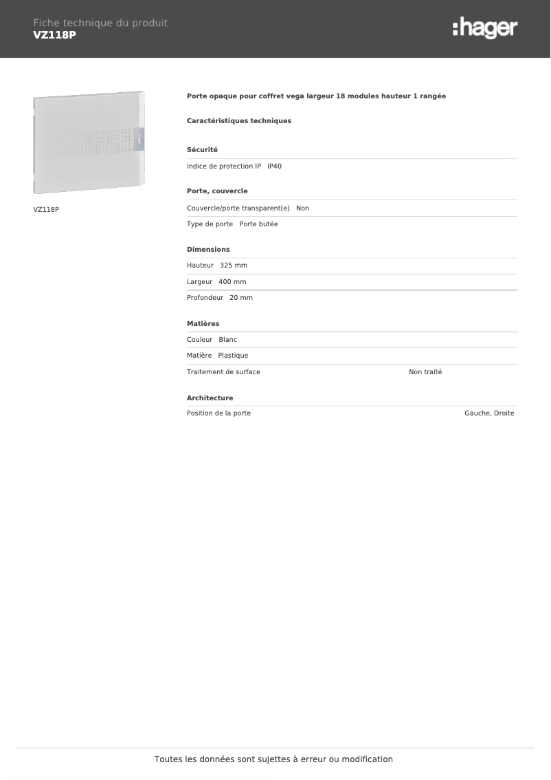 Image de la première page du manuel de l'appareil VZ118P