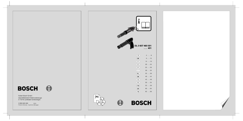 Page 1 de la notice Manuel utilisateur Bosch DL 0 607 460 401