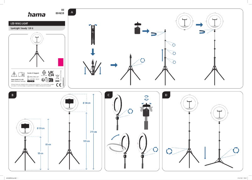 Página 1 del manual Guía de inicio rápido Hama SpotLight Steady 120 II