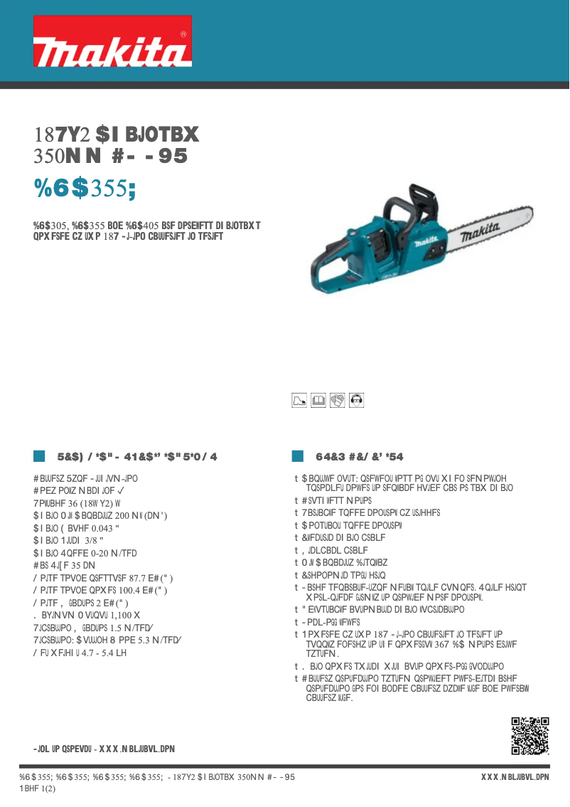 Page 1 de la notice Fiche technique Makita DUC355Z