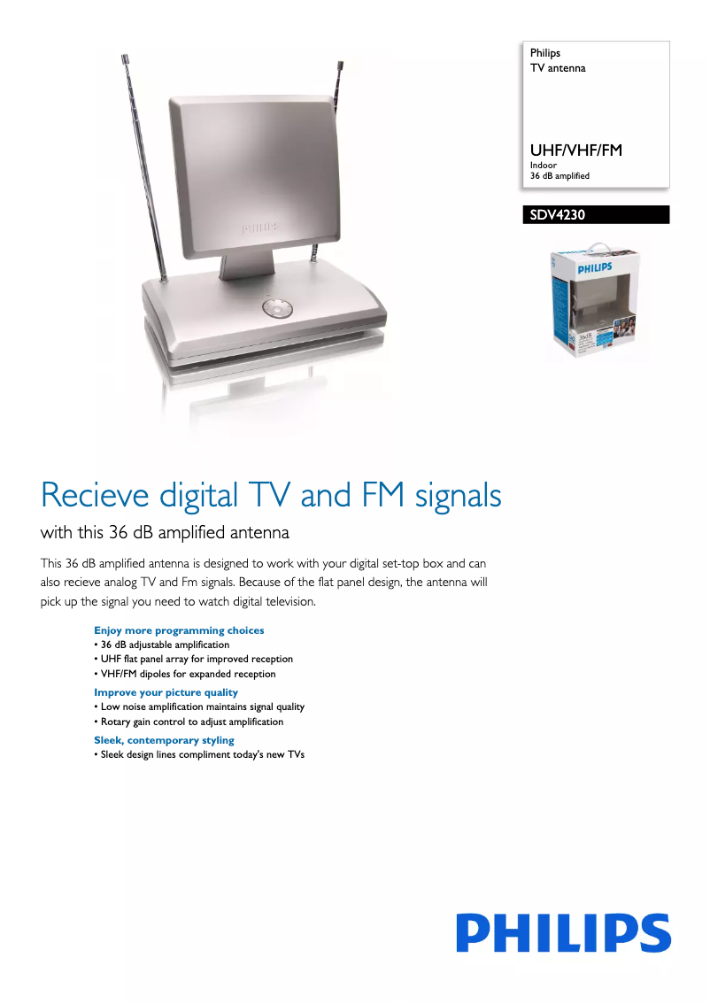 Page 1 de la notice Brochure Philips SDV4230