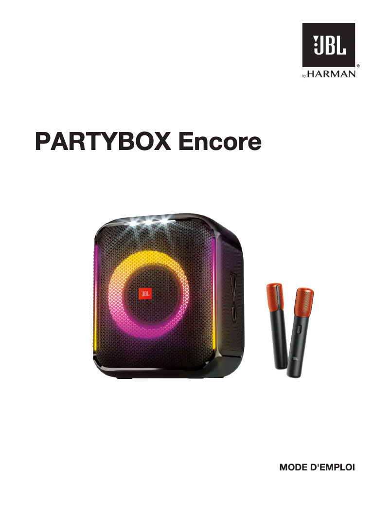 Page 1 de la notice Manuel utilisateur JBL PartyBox Encore