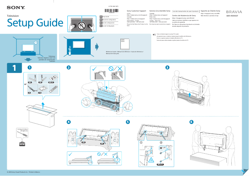 Página 1 del manual Guía de instalación Sony Bravia XBR-49X900F