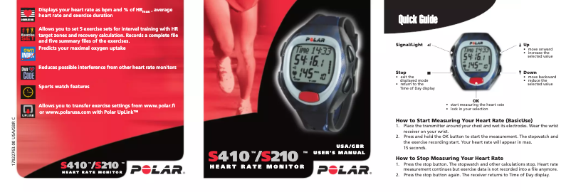 Image de la première page du manuel de l'appareil S410