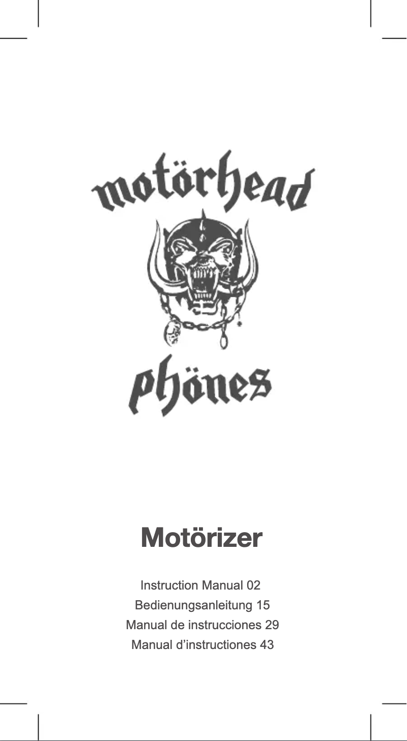Page 1 de la notice Manuel utilisateur Motorhead phones Motorizer