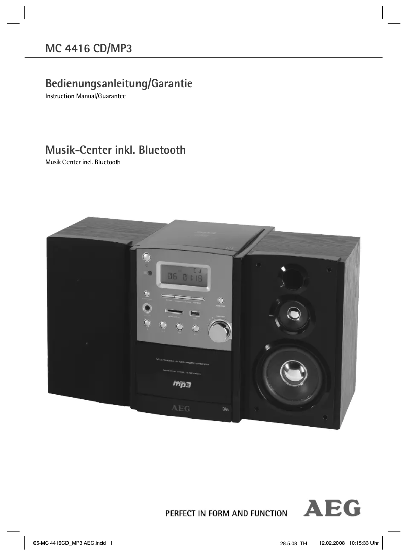 Page 1 de la notice Manuel utilisateur AEG MC 4416 CD/MP3