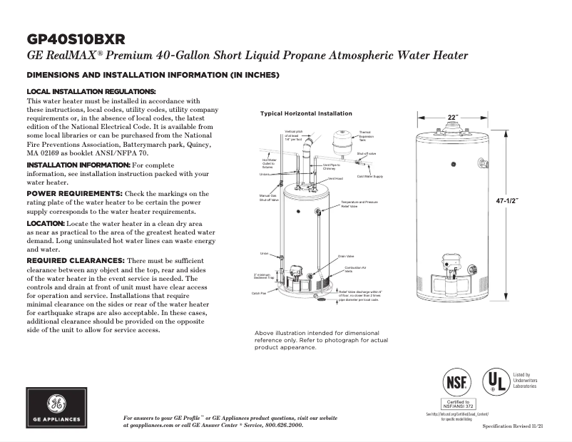 Image de la première page du manuel de l'appareil GP40S10BXR