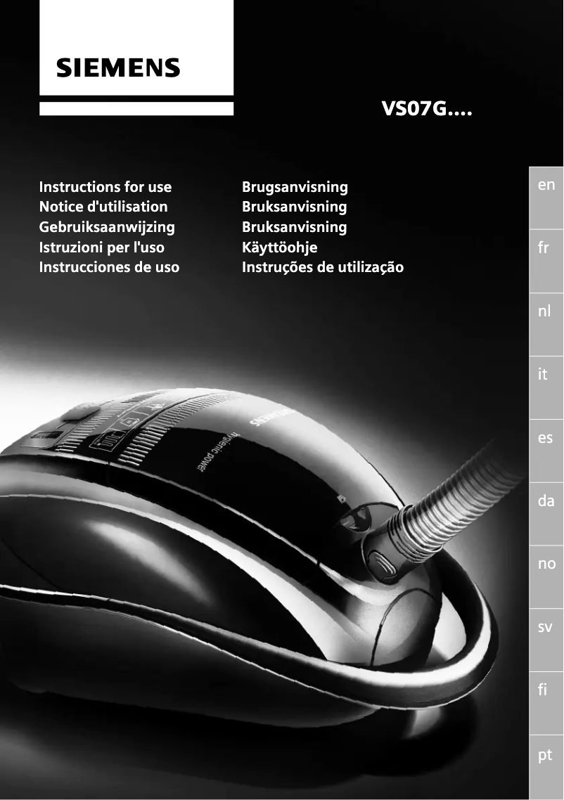 Page n°1 - Manuel d'utilisation et d'entretien Siemens VS07GP1266