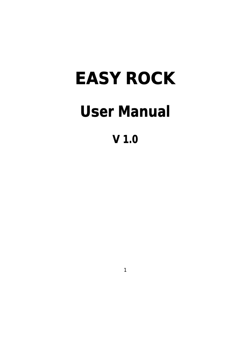 Page 1 of the manual User Manual ITTM EasyRock Nero