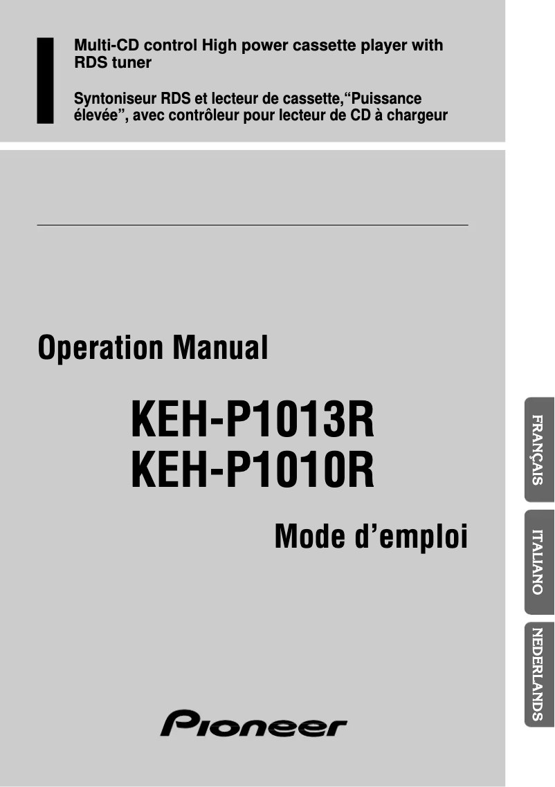 Page 1 de la notice Manuel utilisateur Pioneer KEH-P1010R