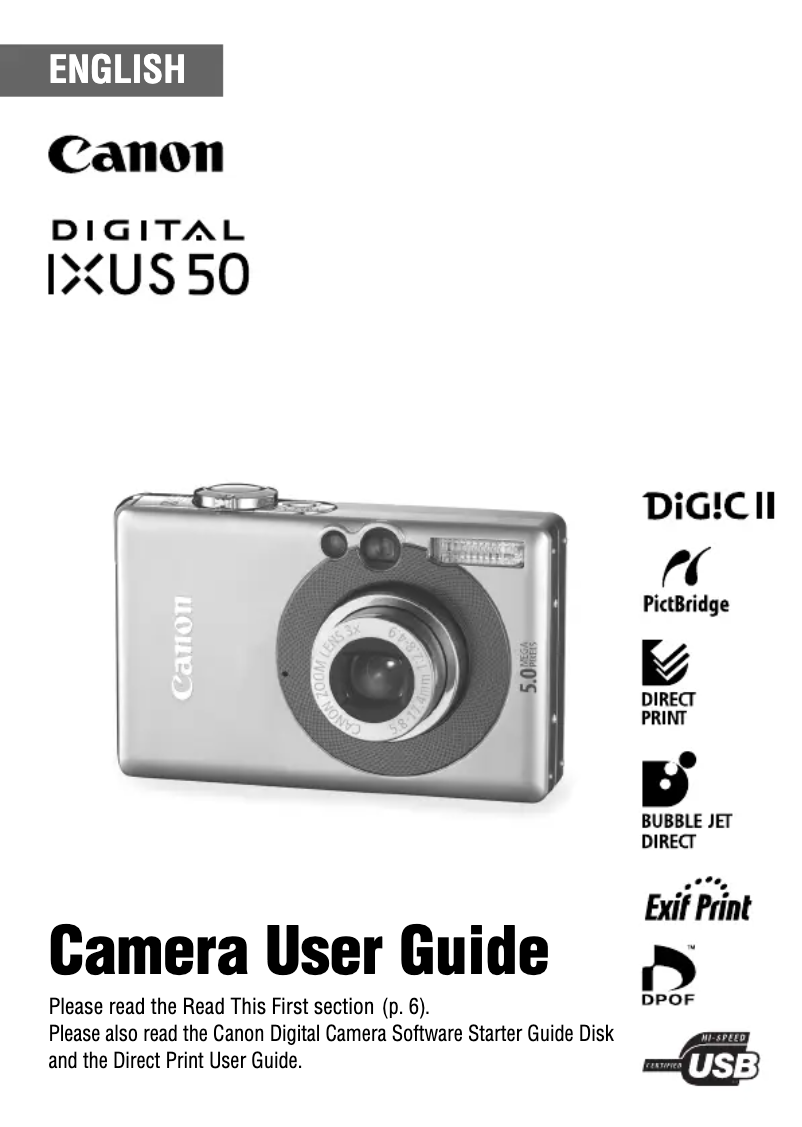 Page 1 de la notice Manuel utilisateur Canon IXUS 50