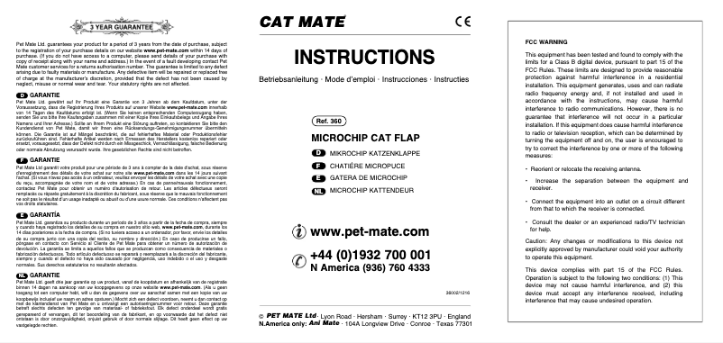 Página 1 del manual Manual de usuario Cat Mate 360 Microchip