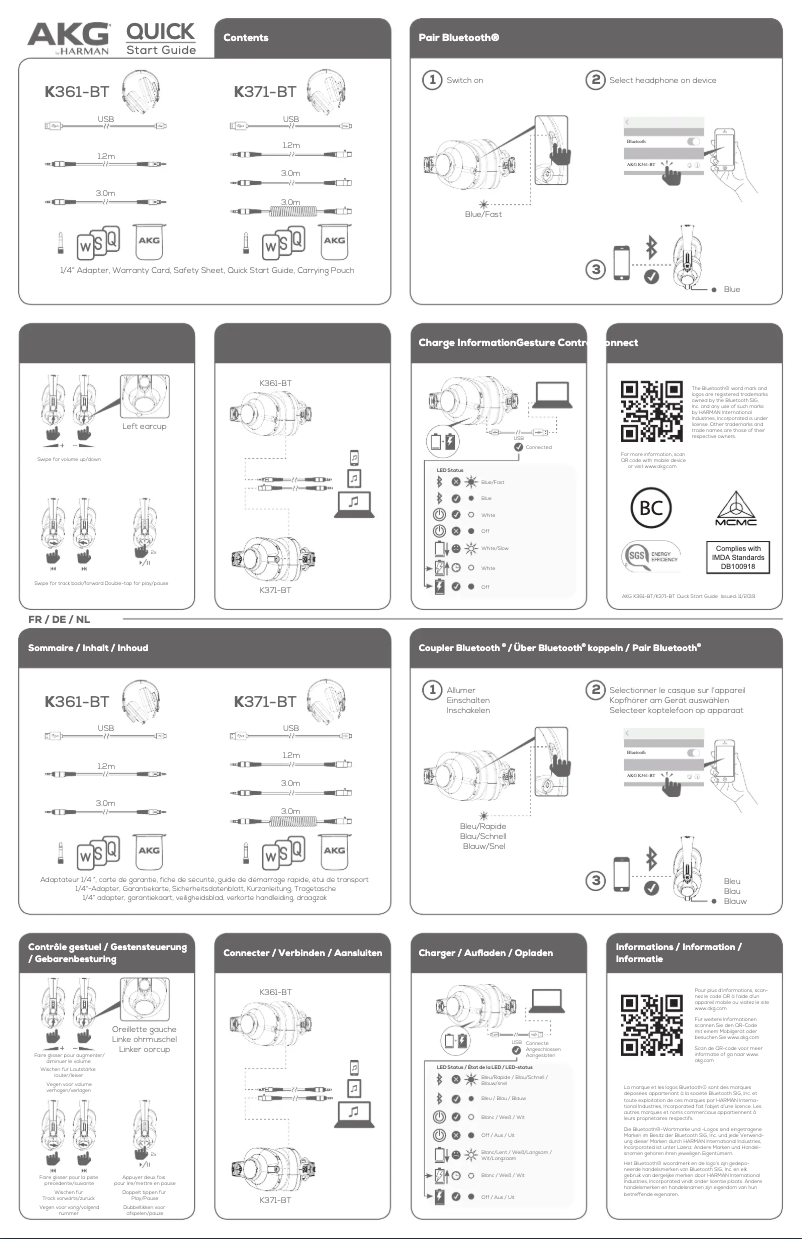 Page n°1 - Manuel utilisateur AKG 371-BT