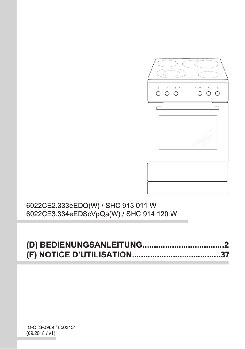 Page 1 de la notice Manuel utilisateur Amica SHC 914 120 W