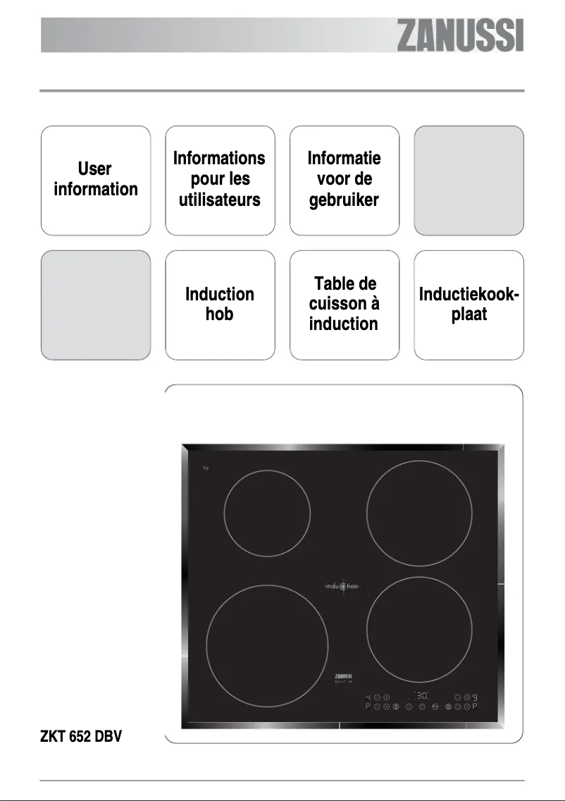 Page 1 de la notice Manuel utilisateur Zanussi ZKT 652 DBV