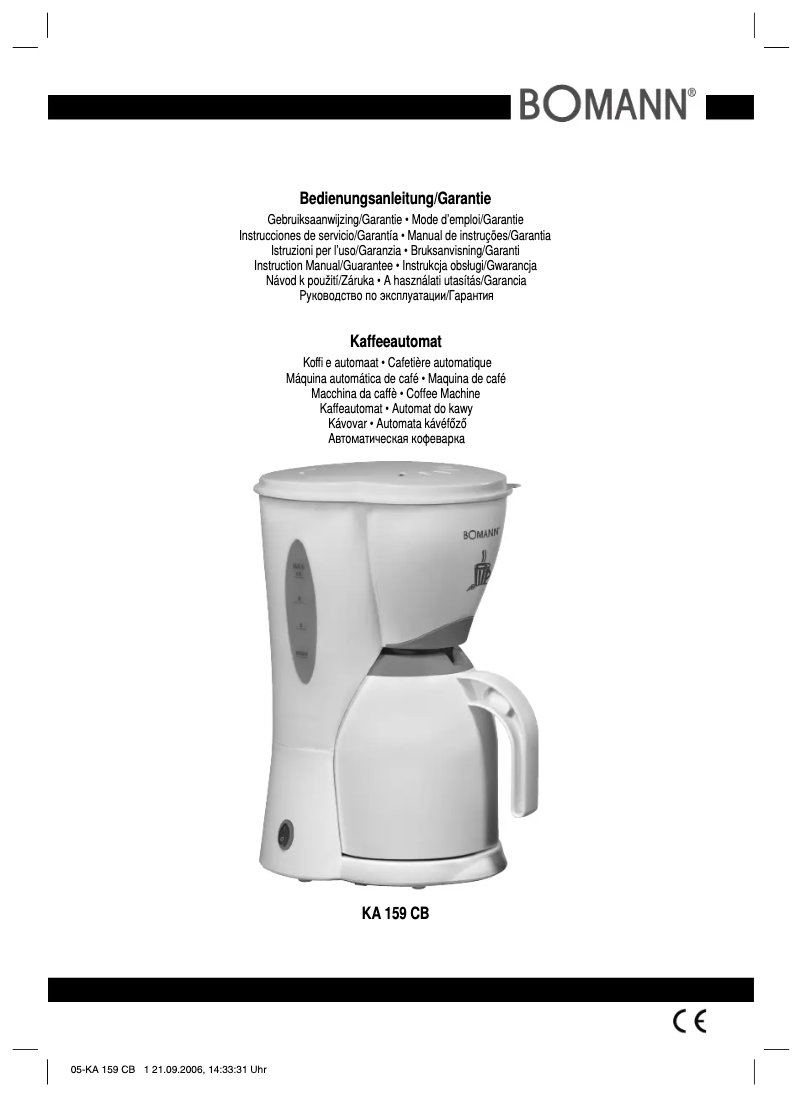 Page n°1 - Manuel utilisateur Bomann KA 159 CB