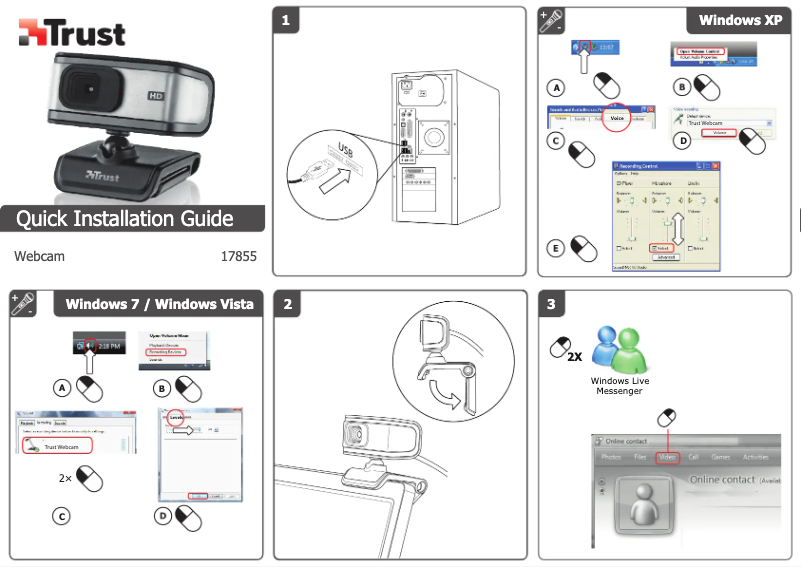 Page 1 de la notice Manuel utilisateur Trust 17855 Nium HD 720p
