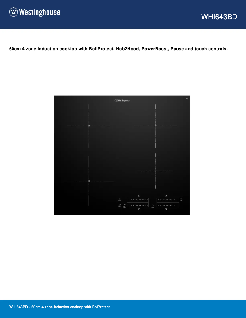 Page 1 de la notice Fiche technique Westinghouse WHI643BD