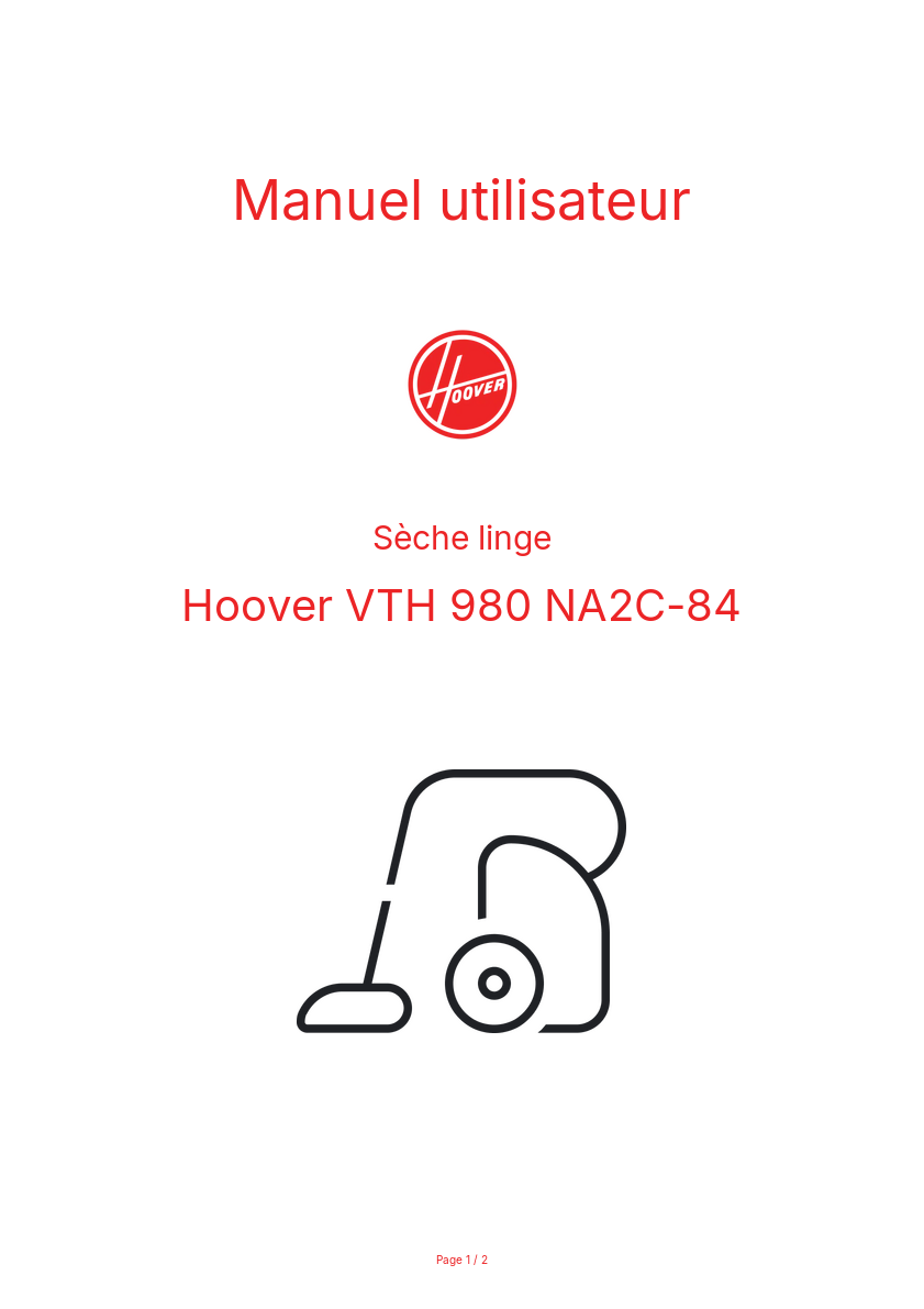 Image de la première page du manuel de l'appareil VTH 980 NA2C-84