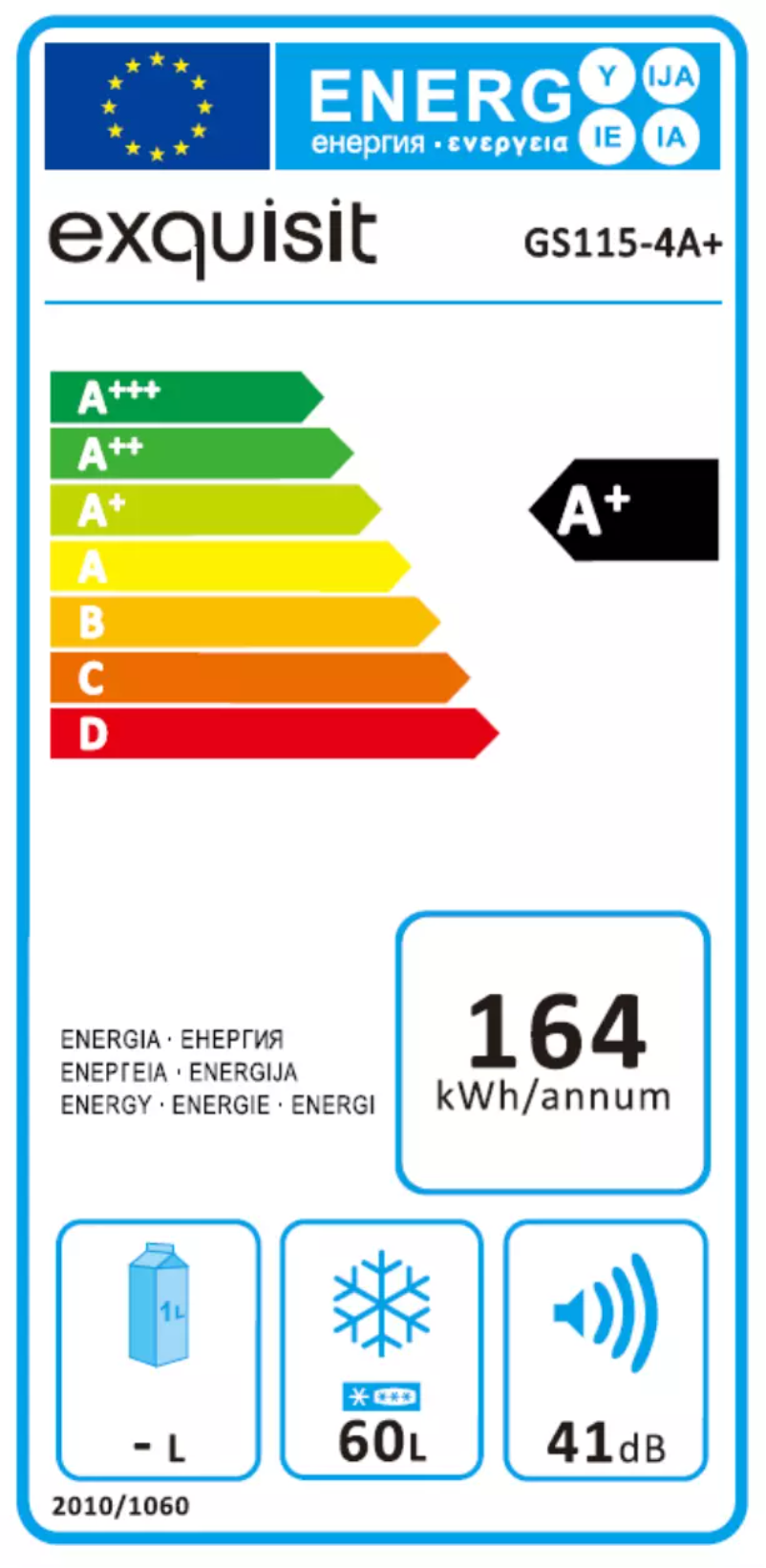 Page 1 de la notice Label énergétique Exquisit GS 115-4 A+
