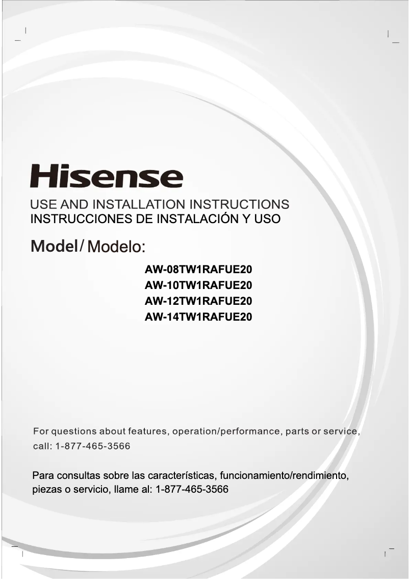 Page 1 de la notice Manuel utilisateur Hisense AW0822TW1W