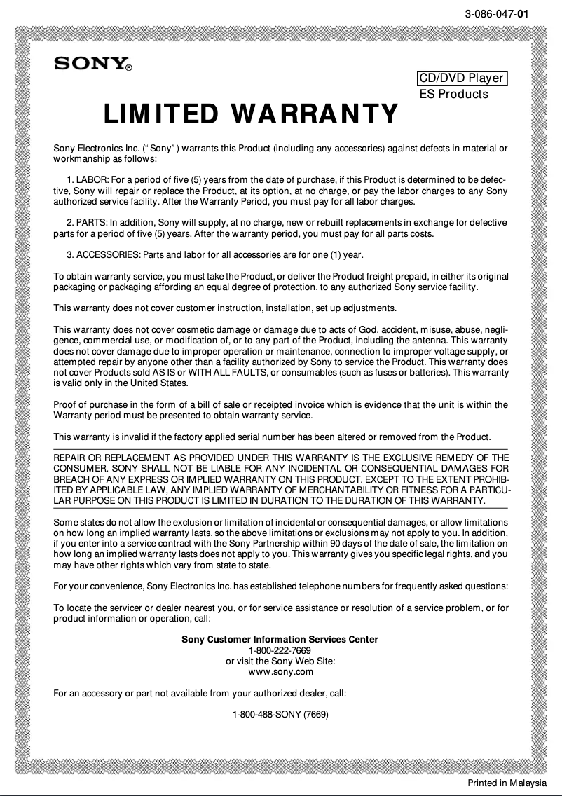 Image de la première page du manuel de l'appareil CDP-208ESD