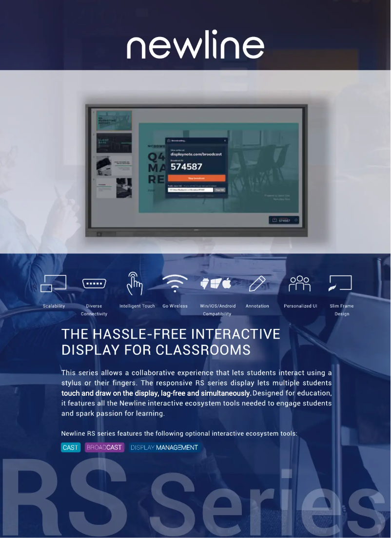 Page 1 de la notice Fiche technique Newline TT-8619RS