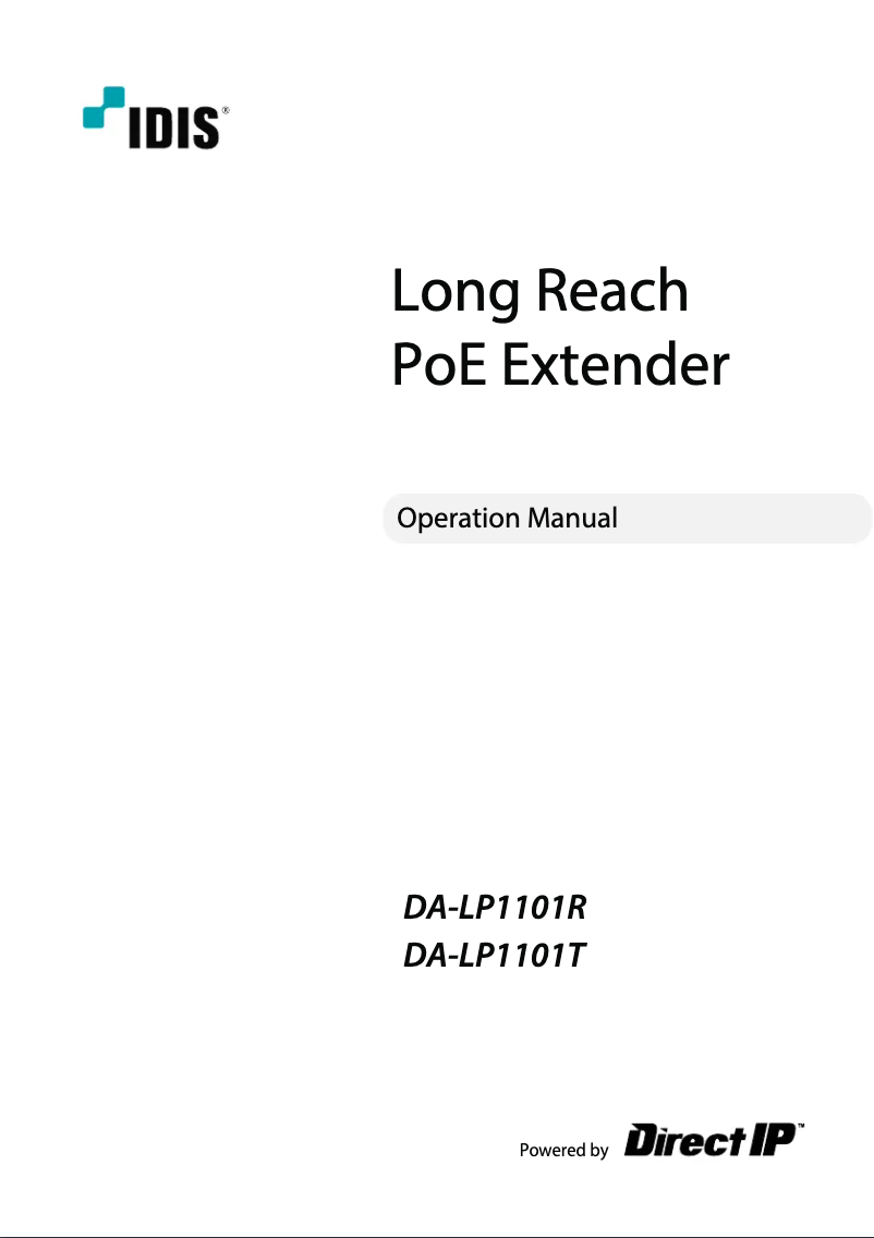Page 1 de la notice Manuel utilisateur IDIS DA-LP1101T
