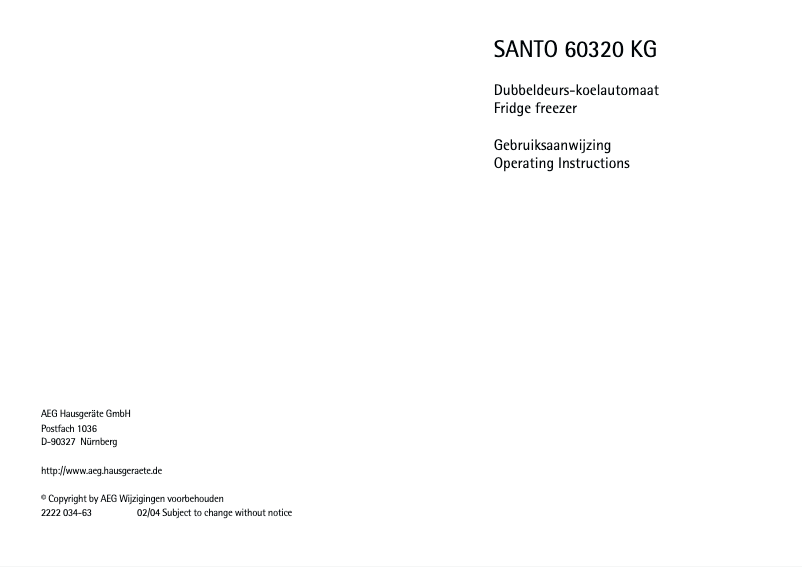Image de la première page du manuel de l'appareil Santo 60320 KG