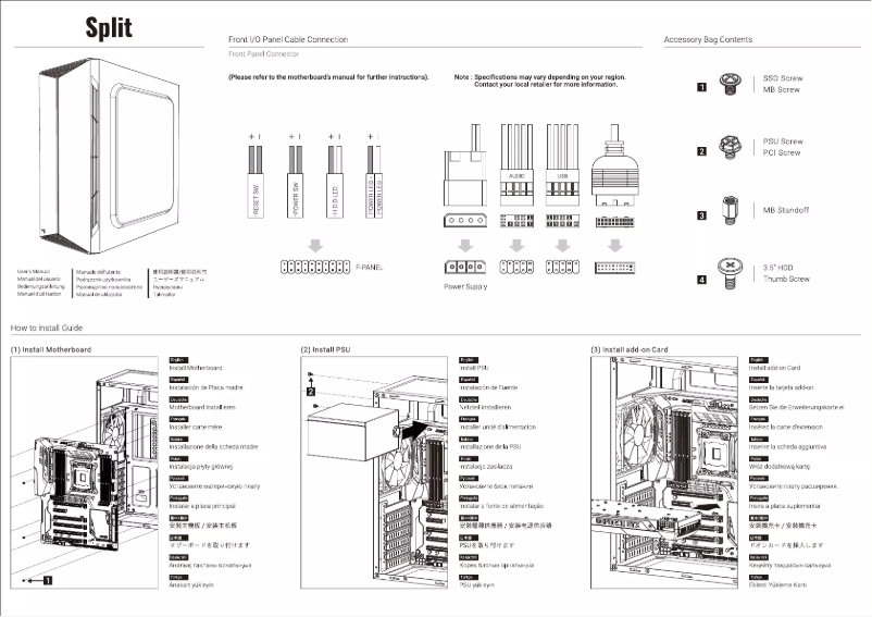 Image de la première page du manuel de l'appareil Split