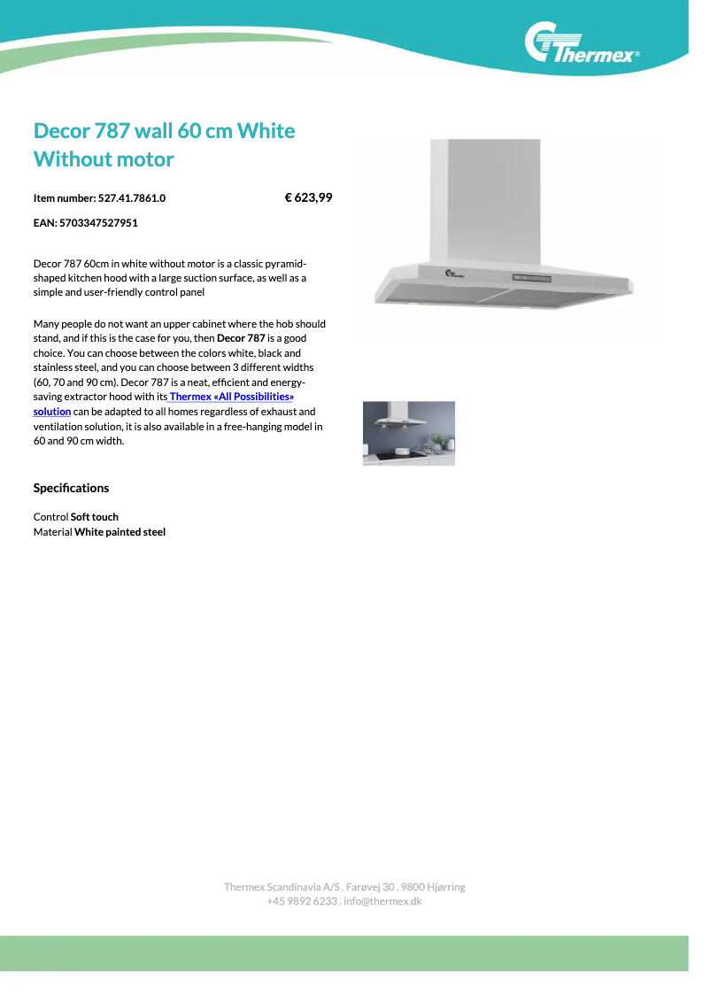 Page 1 de la notice Fiche technique Thermex Decor 787