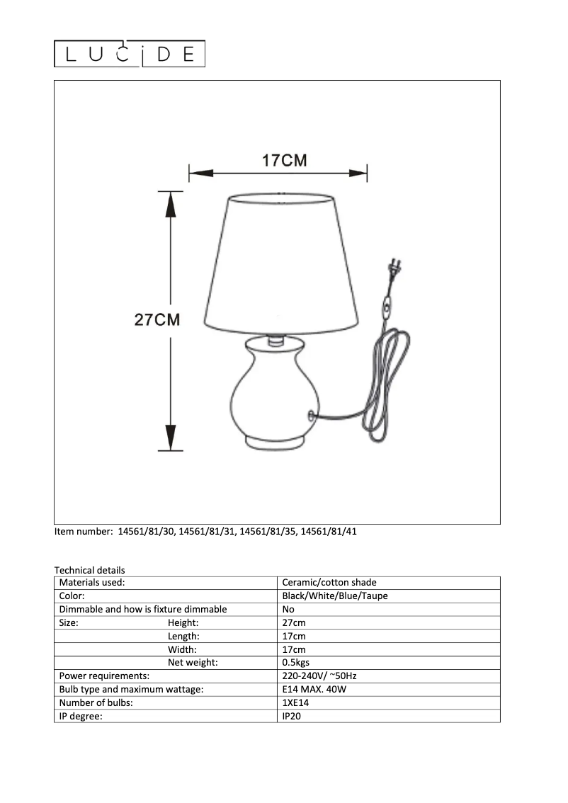 Image de la première page du manuel de l'appareil Mia 14561/81/30
