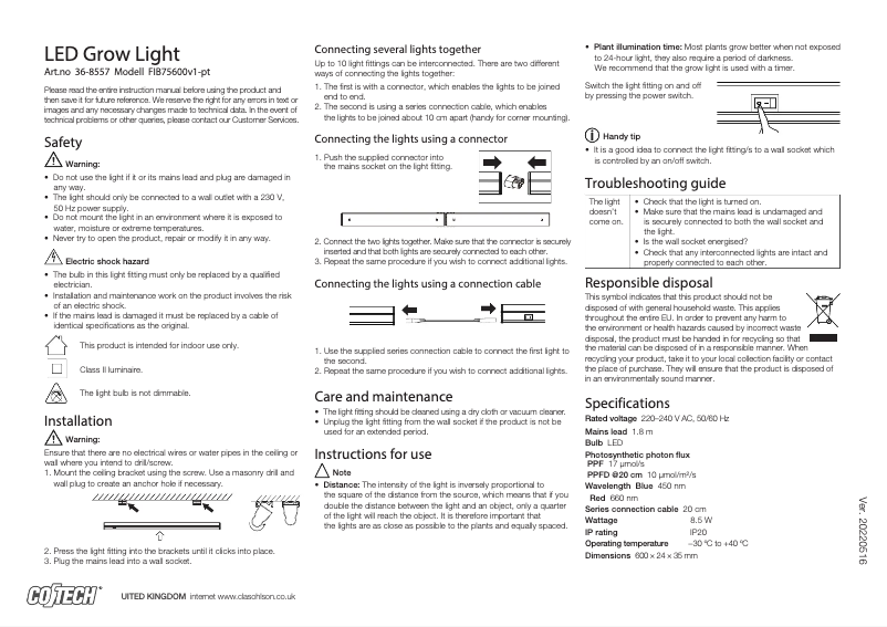 Page n°1 - Manuel utilisateur Cotech FIB75600v1-pt