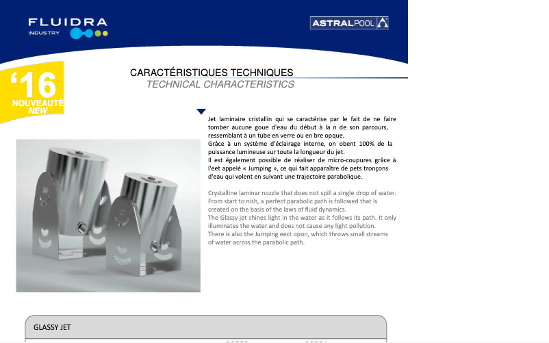 Page n°1 - Fiche technique AstralPool Glassy Jet