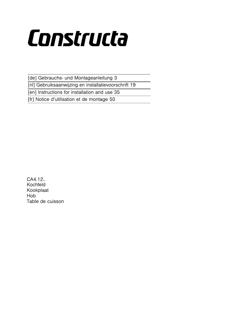 Página 1 del manual Manual de instrucciones Constructa CA431230N