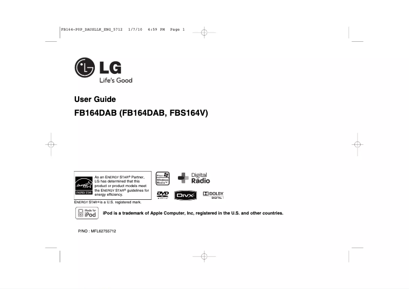 Page n°1 - Manuel utilisateur LG FB164DAB