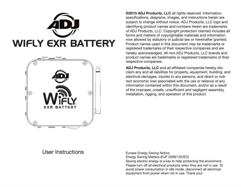 Imagen de la primera página del manual del dispositivo WiFLY EXR Battery