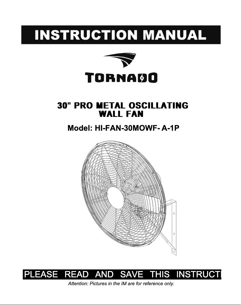 First page image of the manual for HI-FAN-30MOWF-A-1P