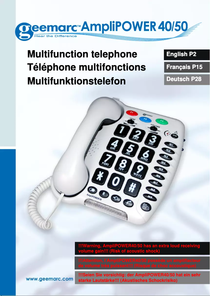 Page 1 of the manual User Manual Geemarc AMPLIPOWER 50