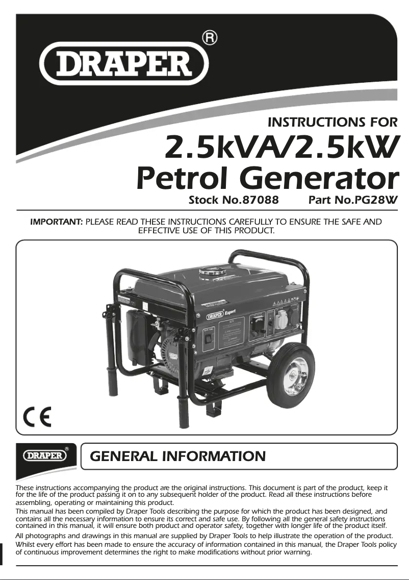 Page 1 de la notice Manuel utilisateur Draper 87088