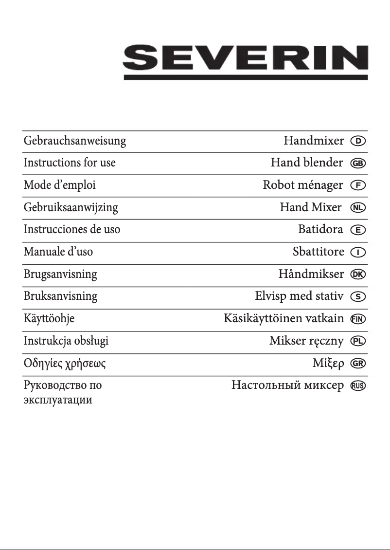 Page n°1 - Manuel utilisateur Severin HM 3819