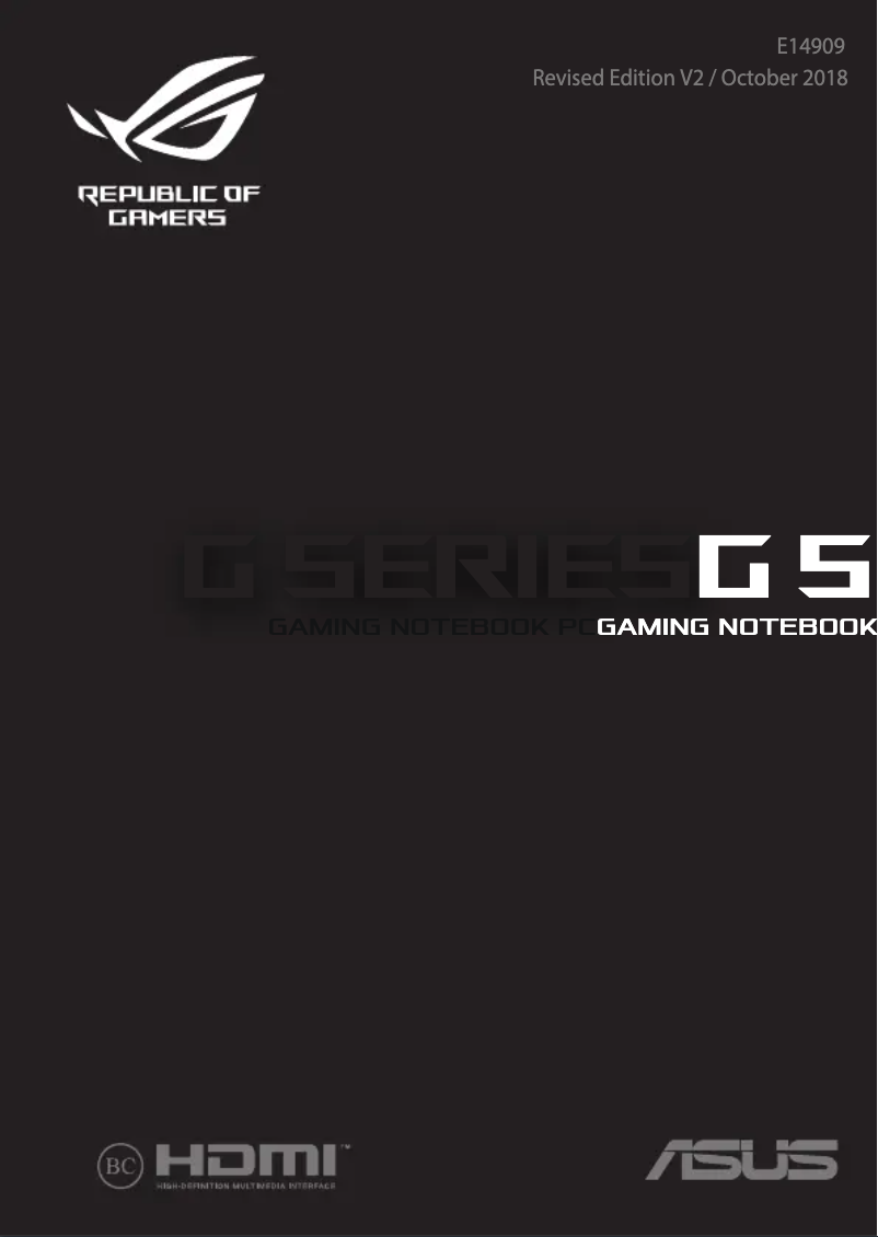 Image de la première page du manuel de l'appareil ROG Strix GL504GV