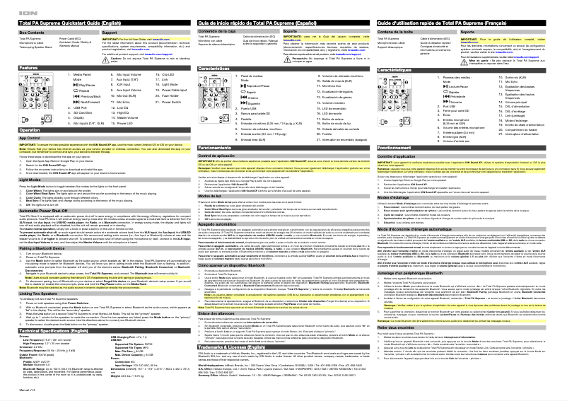 Page n°1 - Guide de démarrage rapide ION Total PA Supreme