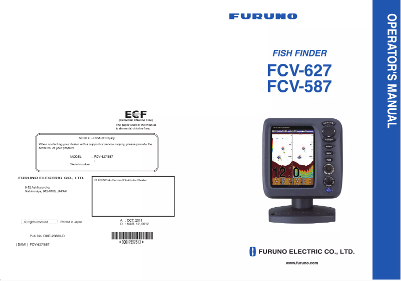 Página 1 del manual Manual de usuario Furuno FCV-587