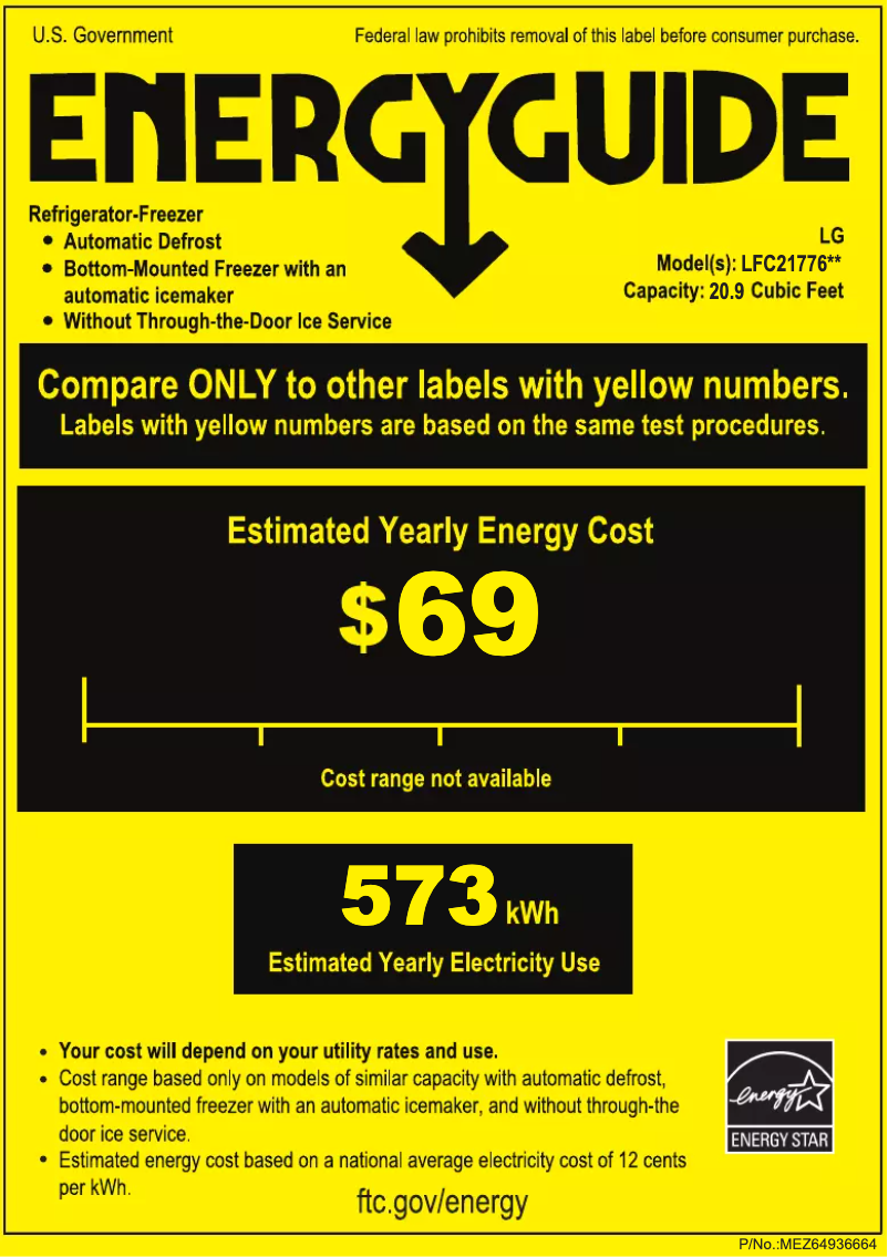 Page 1 de la notice Label énergétique LG LFC21776