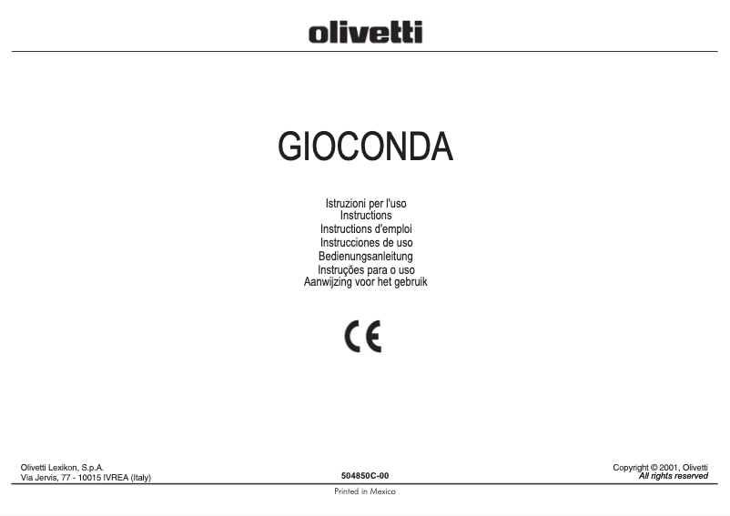Page 1 de la notice Manuel utilisateur Olivetti Gioconda