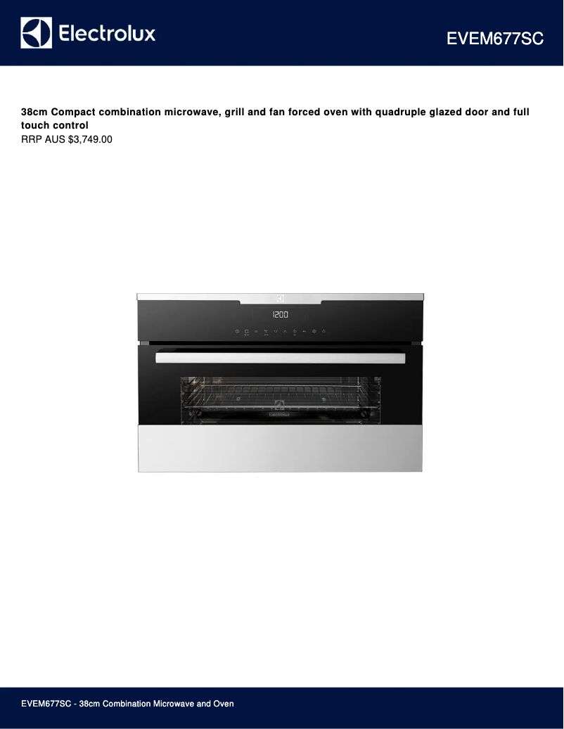 Page 1 de la notice Fiche technique Electrolux EVEM677SC